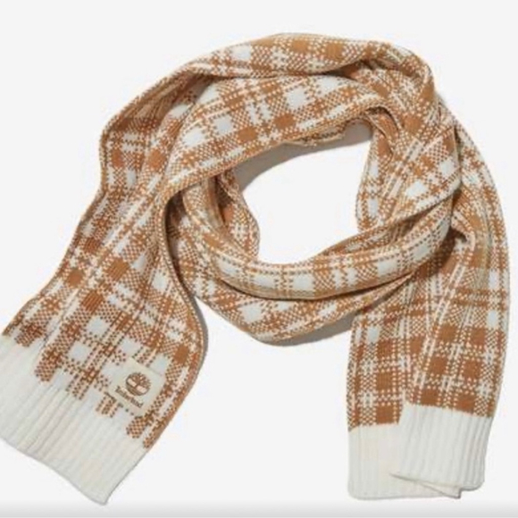 Timberland Brown Plaid Knit Scarf NEW NWT - Picture 2 of 5